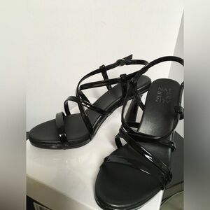 Naturalizer Luisa Black Patent Strappy Heeled Sandals